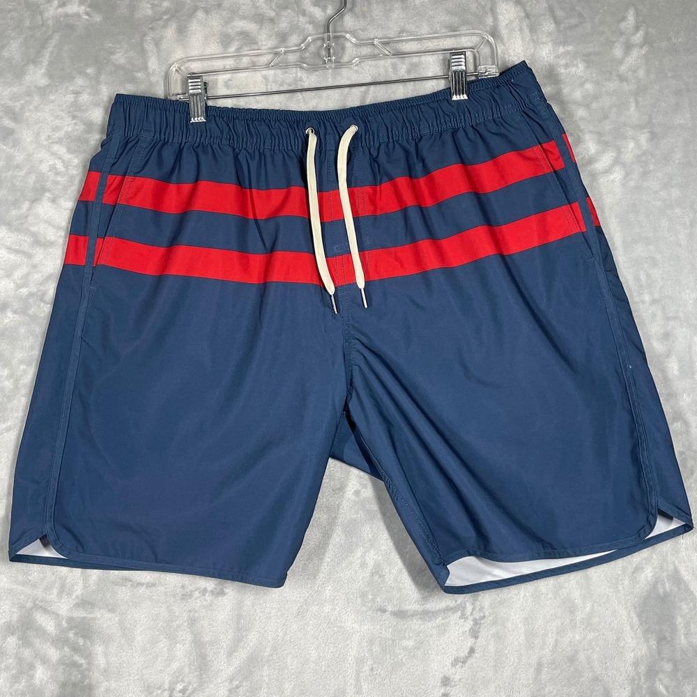 Fair Harbor Mens XXL Navy Blue Red Striped Swim Trunks Boxer Brief Liner 3520 FH